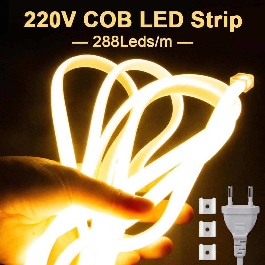 COB LED Ʈ , EU ÷ ,  , ߼ ,  , ֹ  , IP65 , 288LEDs/m, 220V